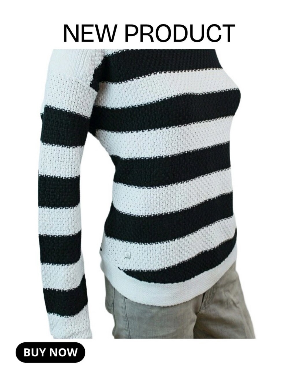 NEW Lauren Ralph Lauren Black and White Stripe Knit Sweater